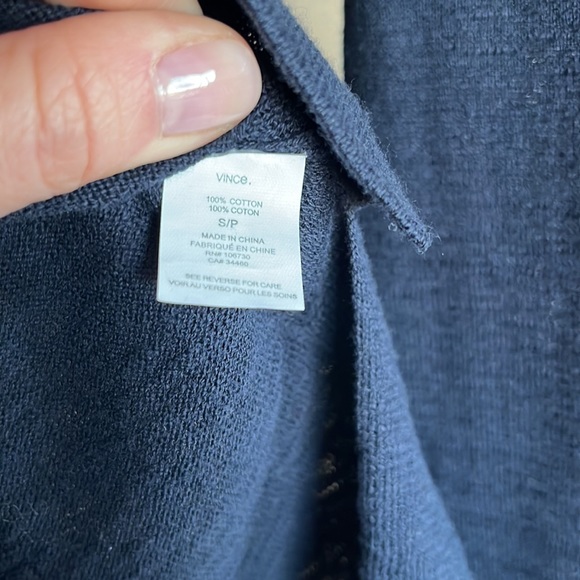 Vince dark navy size small petite cotton long sleeve shirt - Picture 9 of 11